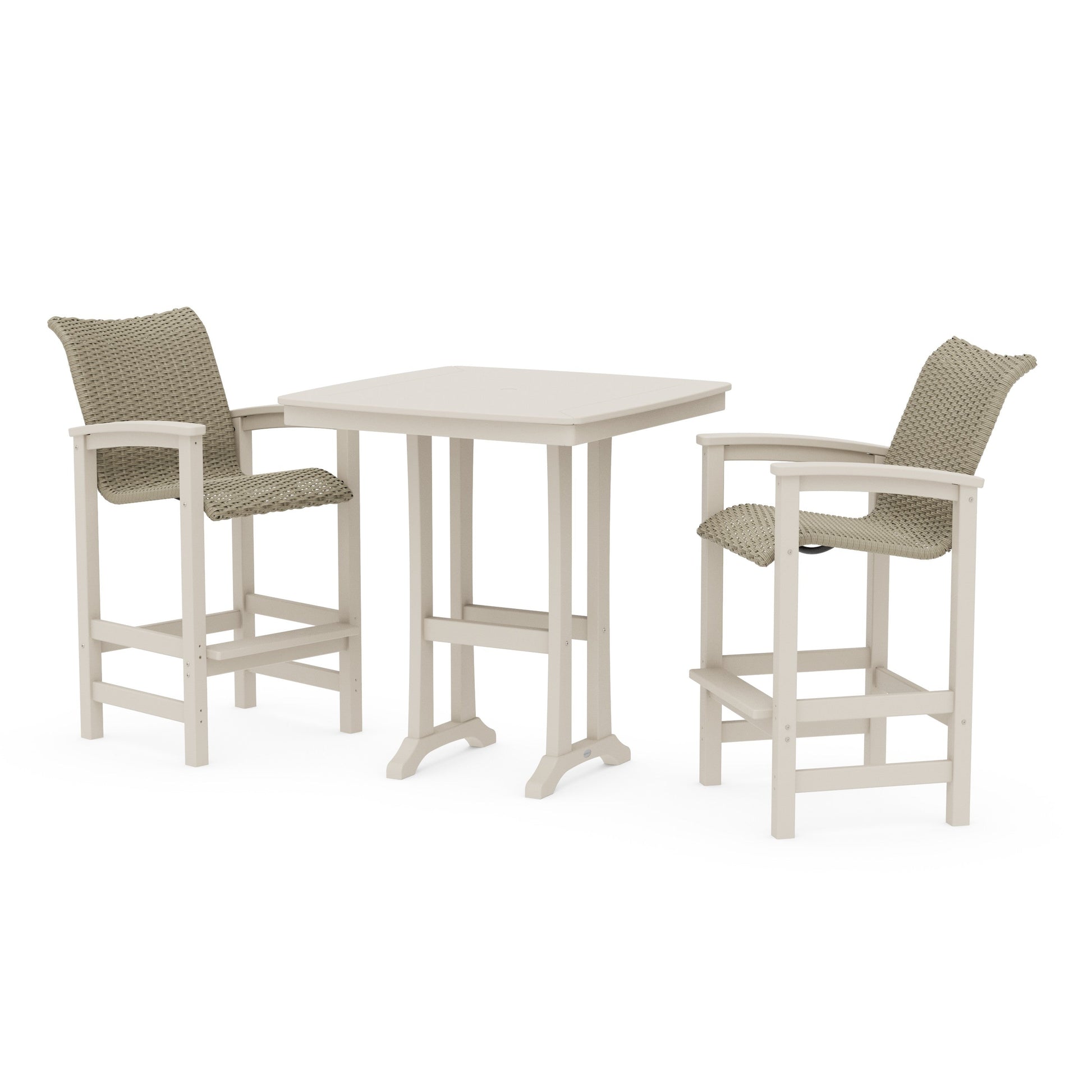 POLYWOOD Coastal Woven 3-Piece Bar Set — Sand / Dune Grass