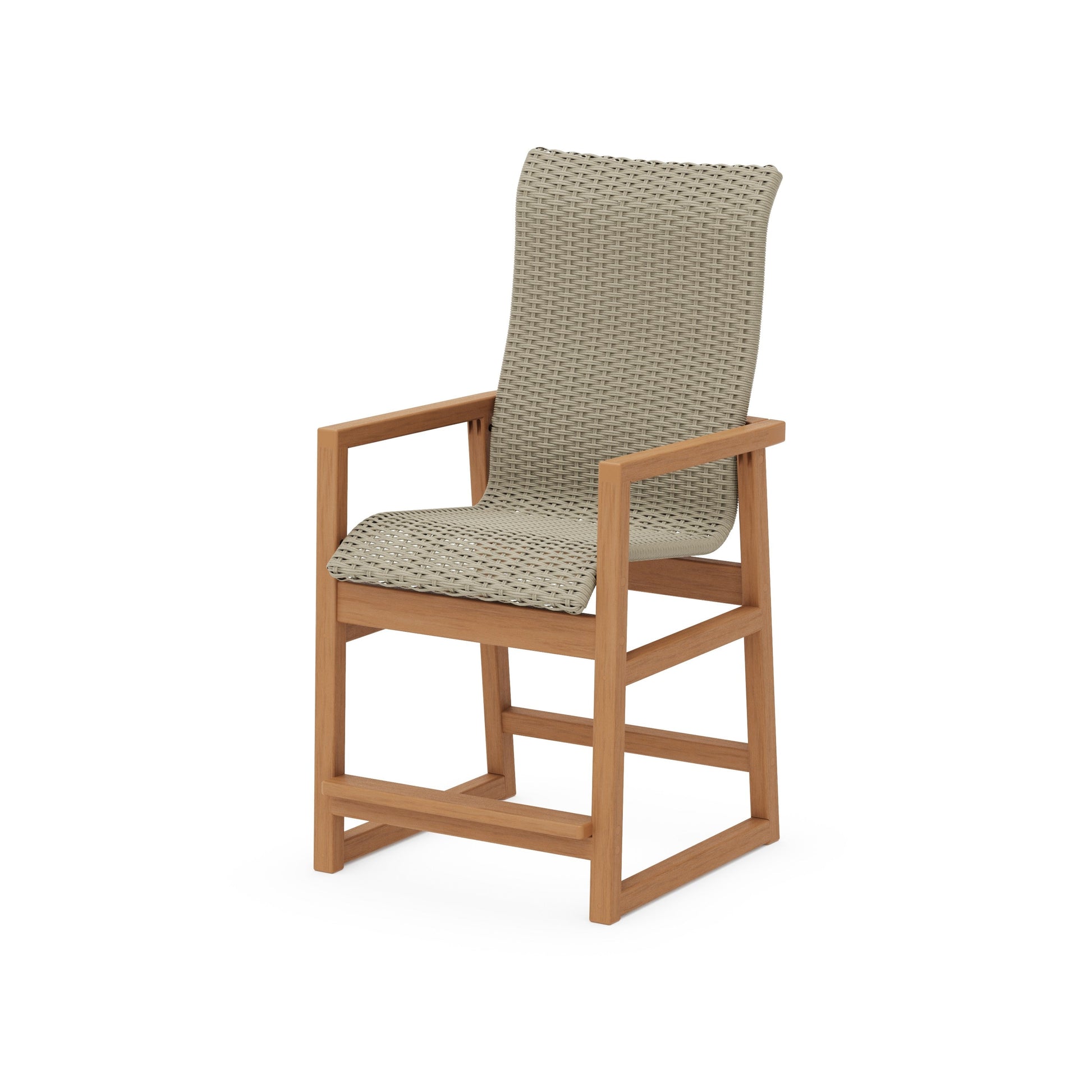 POLYWOOD EDGE Woven High-Back Counter Arm Chair — Natural / Dune Grass