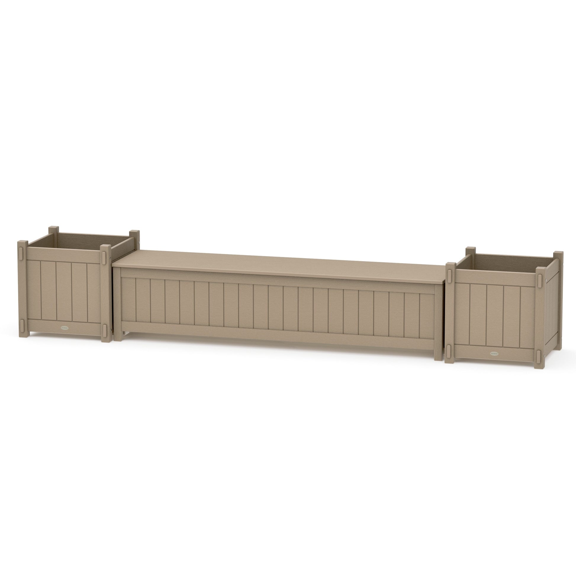 POLYWOOD 72" Vineyard Straight Planter Storage Bench Set- Large — Vintage Sahara