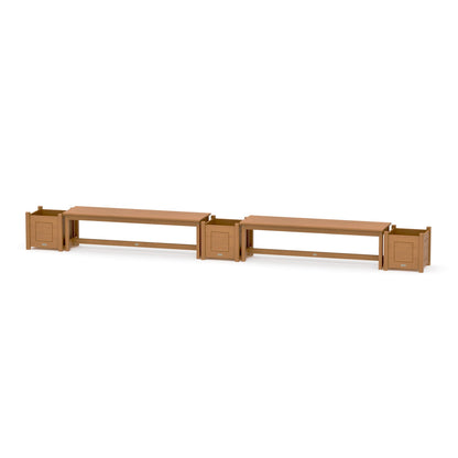POLYWOOD 60" Country Living Straight Double Planter Bench Set — Natural