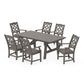POLYWOOD Chinoiserie Arm Chair 7-Piece Rustic Farmhouse Dining Set — Driftwood