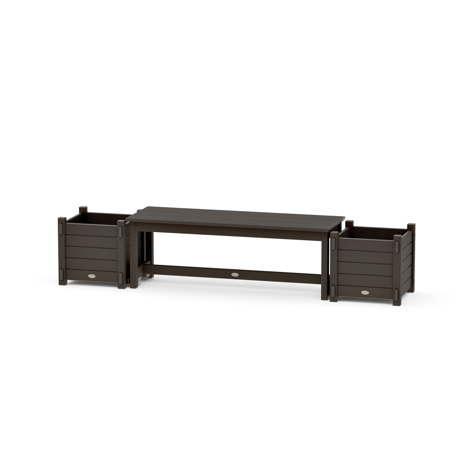 POLYWOOD 48" Nautical Straight Planter Bench Set — Vintage Coffee