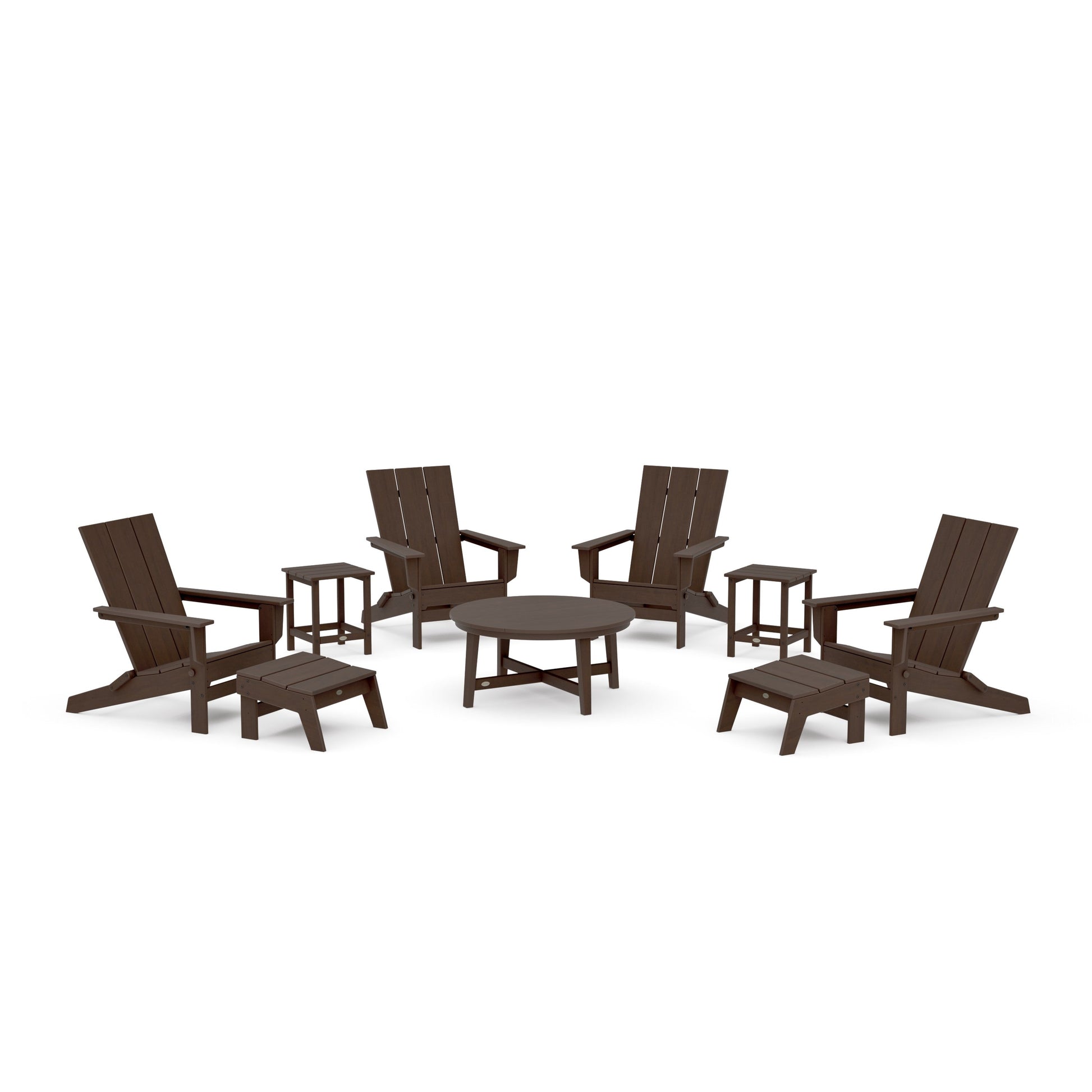 POLYWOOD Modern Studio Folding Adirondack 9-Piece Conversation Set — Kona