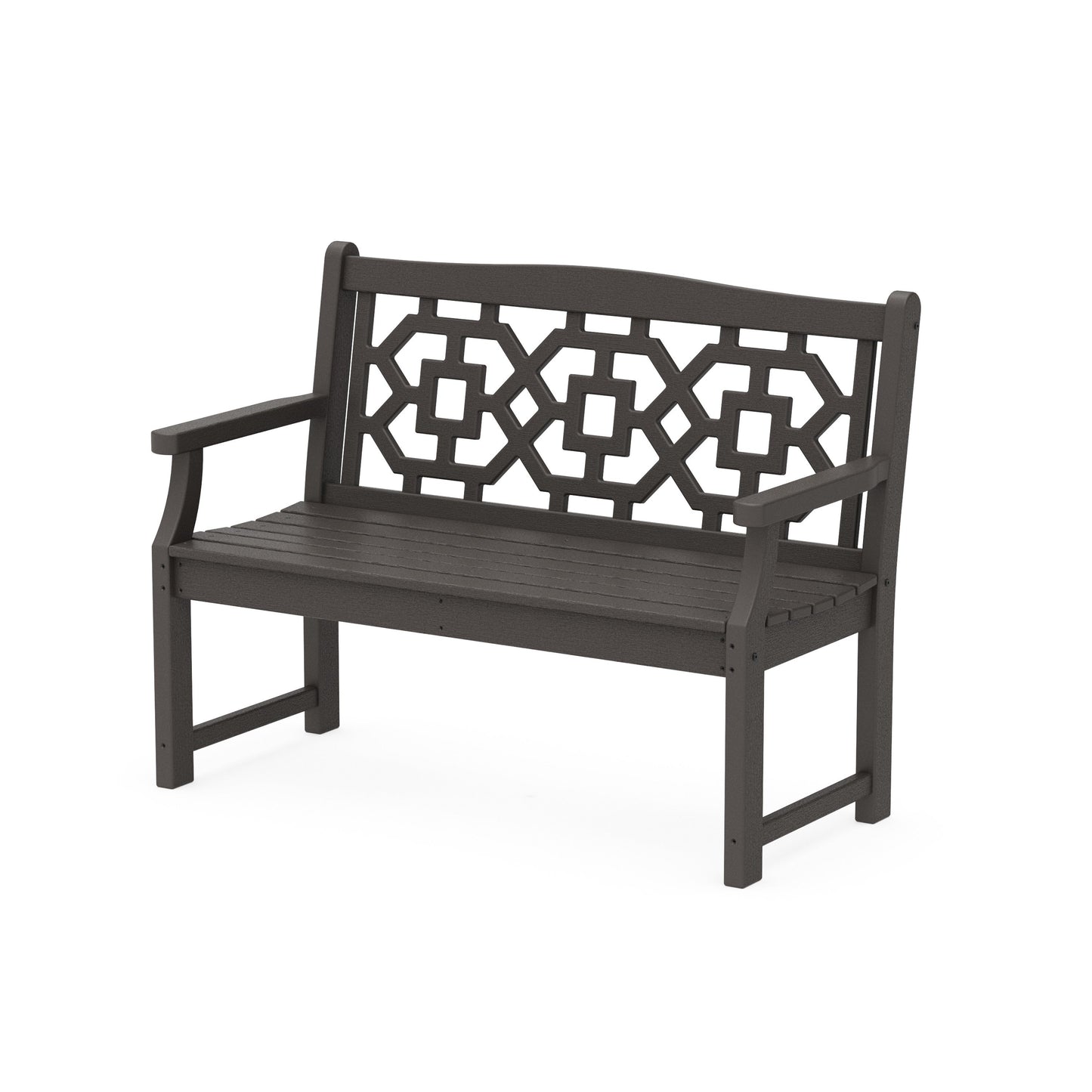 POLYWOOD Chinoiserie 48" Garden Bench — Vintage Coffee