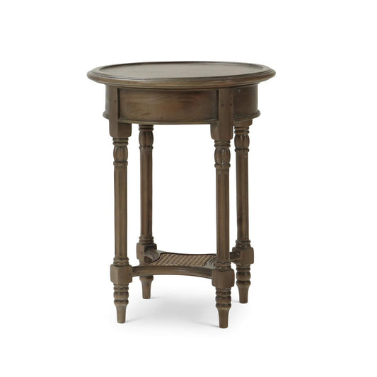 Bramble Montego Side Table in Straw Wash with Rattan Glaze Shelf