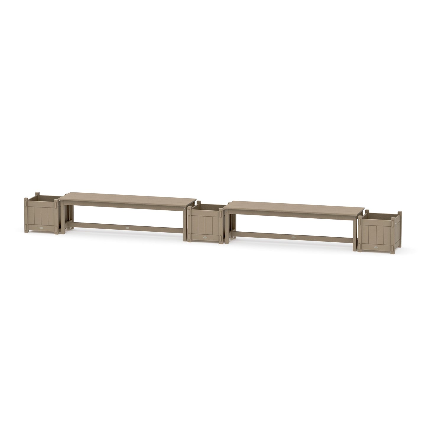 POLYWOOD 60" Vineyard Straight Double Planter Bench Set — Vintage Sahara