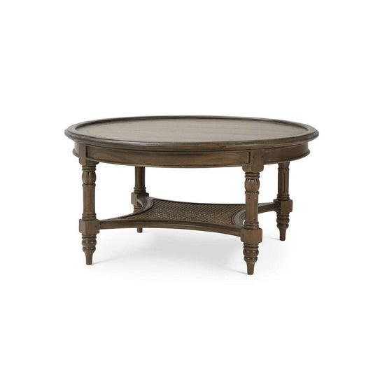 Bramble Montego Coffee Table Small in Straw Wash with Rattan Glaze Shelf