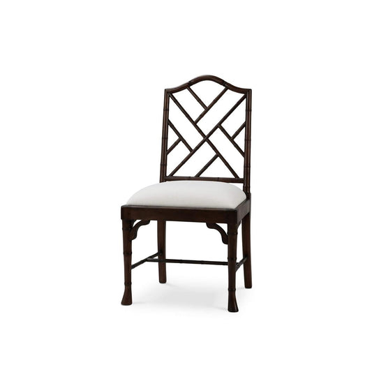 Bramble Martinique Bamboo Dining Chair in Walnut with Arctic White Performance Fabric