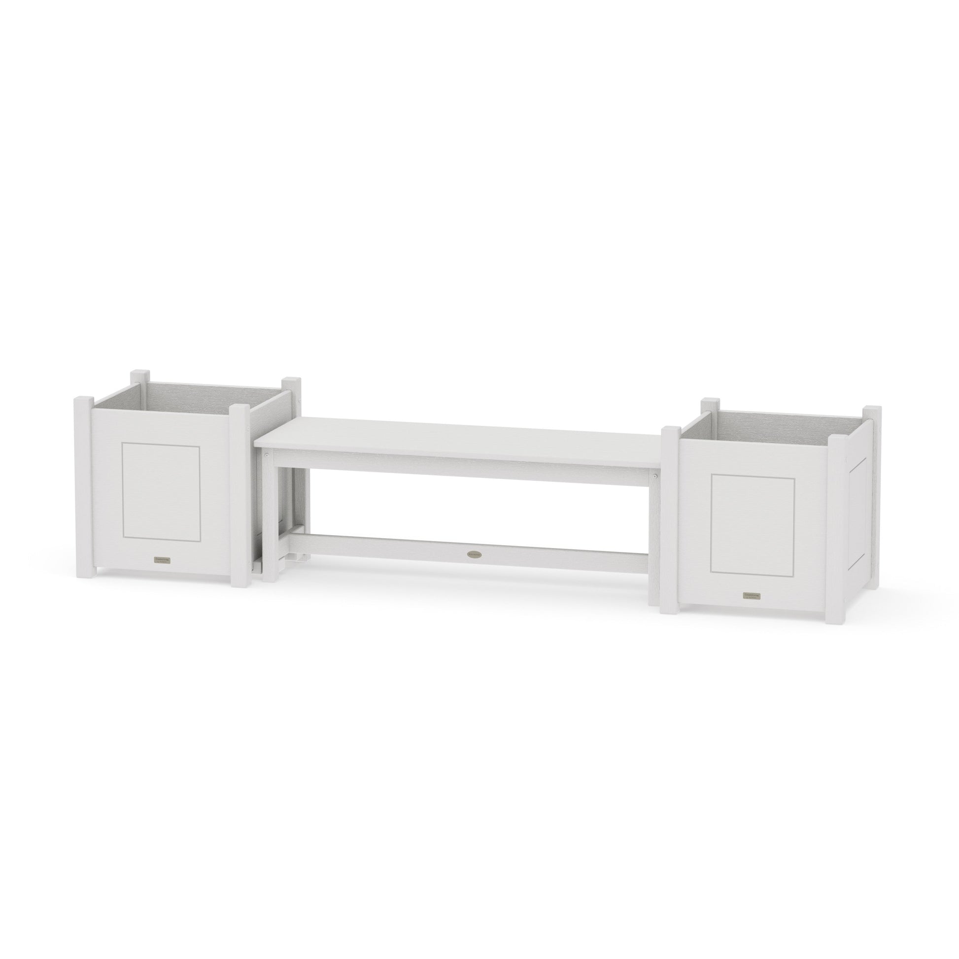 POLYWOOD 48" Country Living Straight Planter Bench Set - Large — Vintage White
