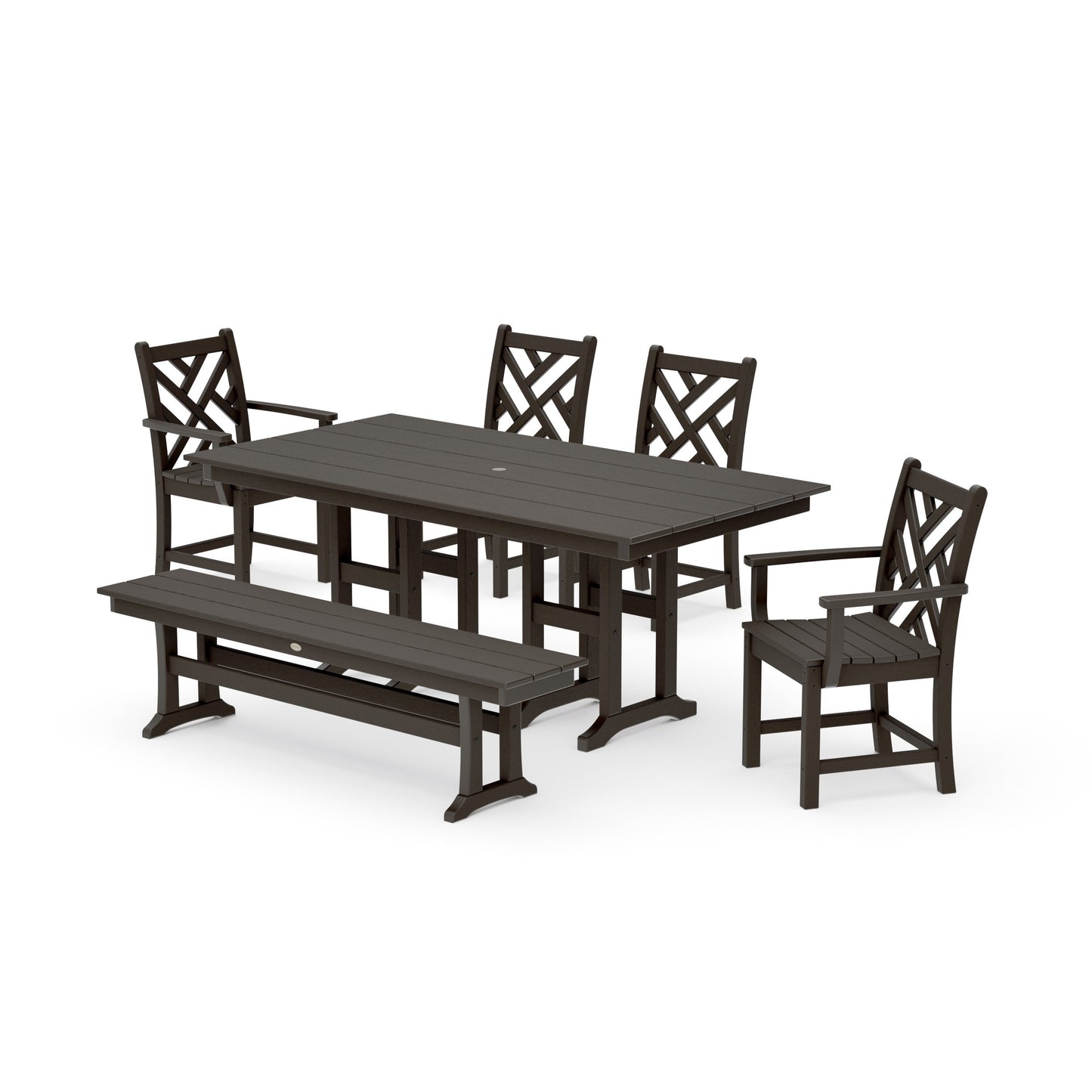 POLYWOOD Chippendale 6-Piece Farmhouse Dining Set — Vintage Coffee