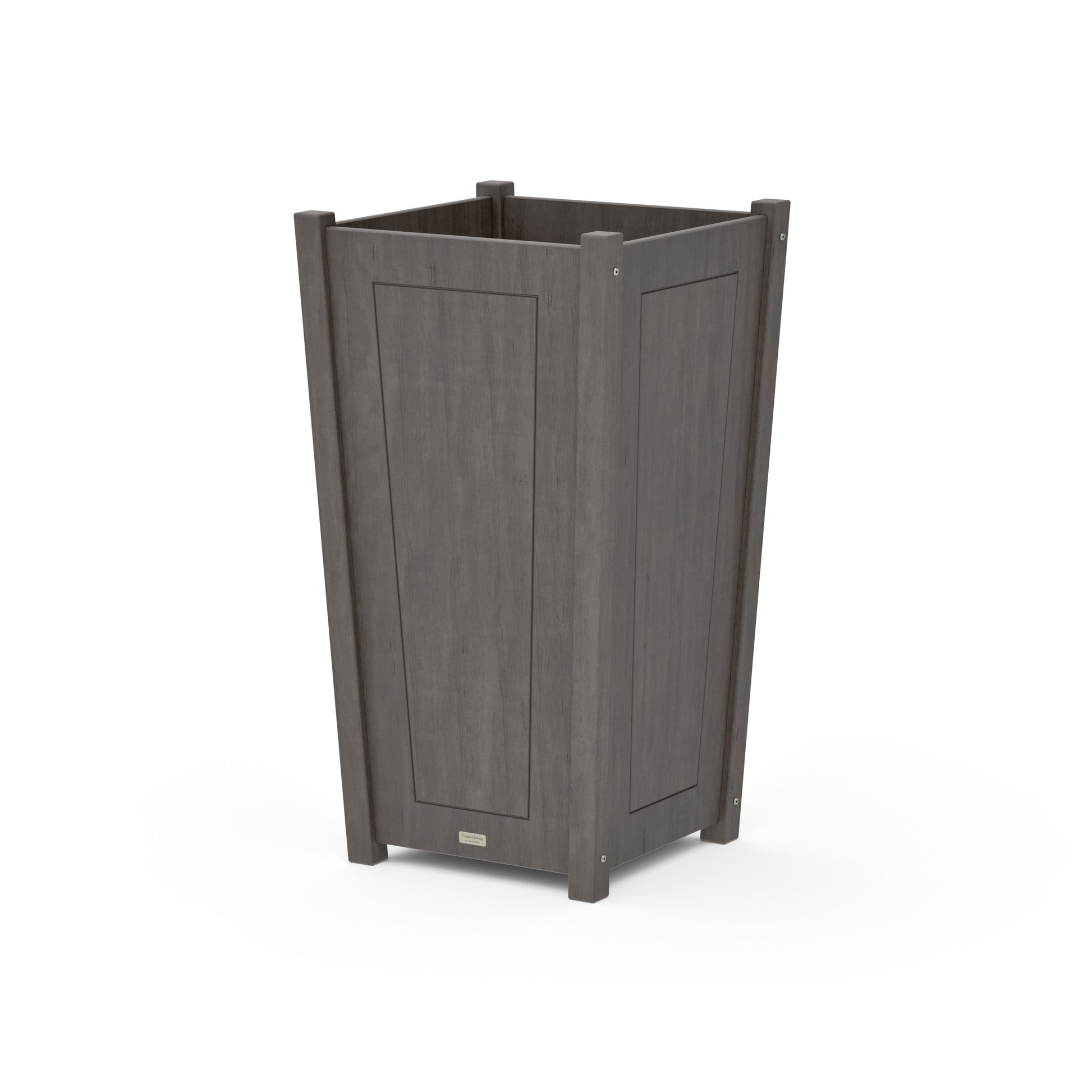 POLYWOOD Country Living Large Tapered Square Tall Planter Box — Driftwood