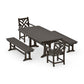 POLYWOOD Chippendale 5-Piece Dining Set with Trestle Legs — Vintage Coffee