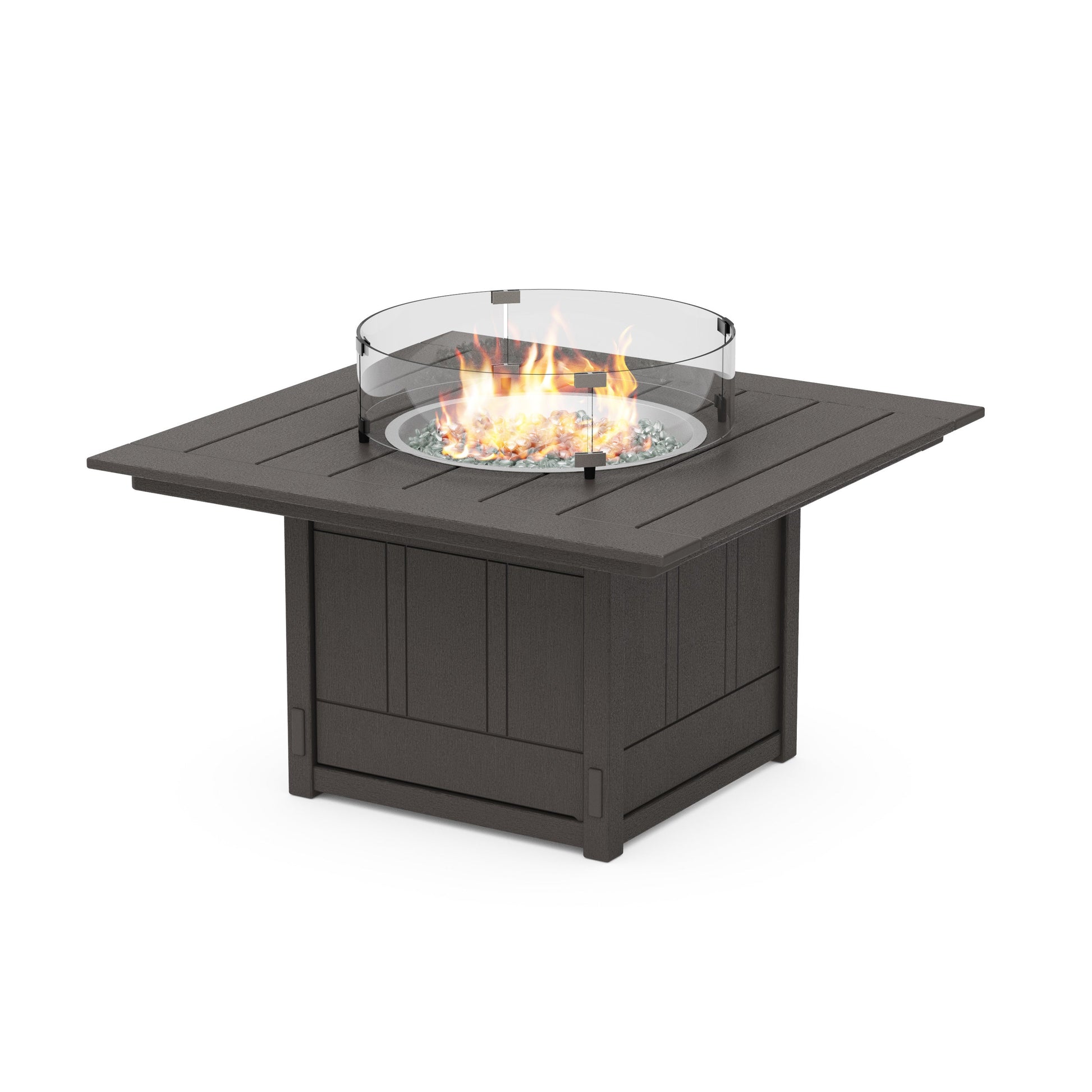 POLYWOOD Acadia Square 42" Fire Pit Table — Vintage Coffee