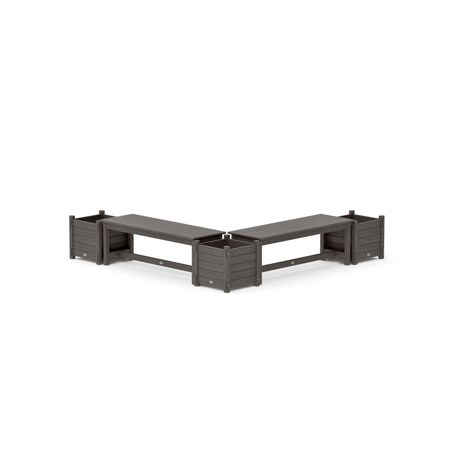 POLYWOOD 48" Nautical L- Shaped Planter Bench Corner Set — Driftwood