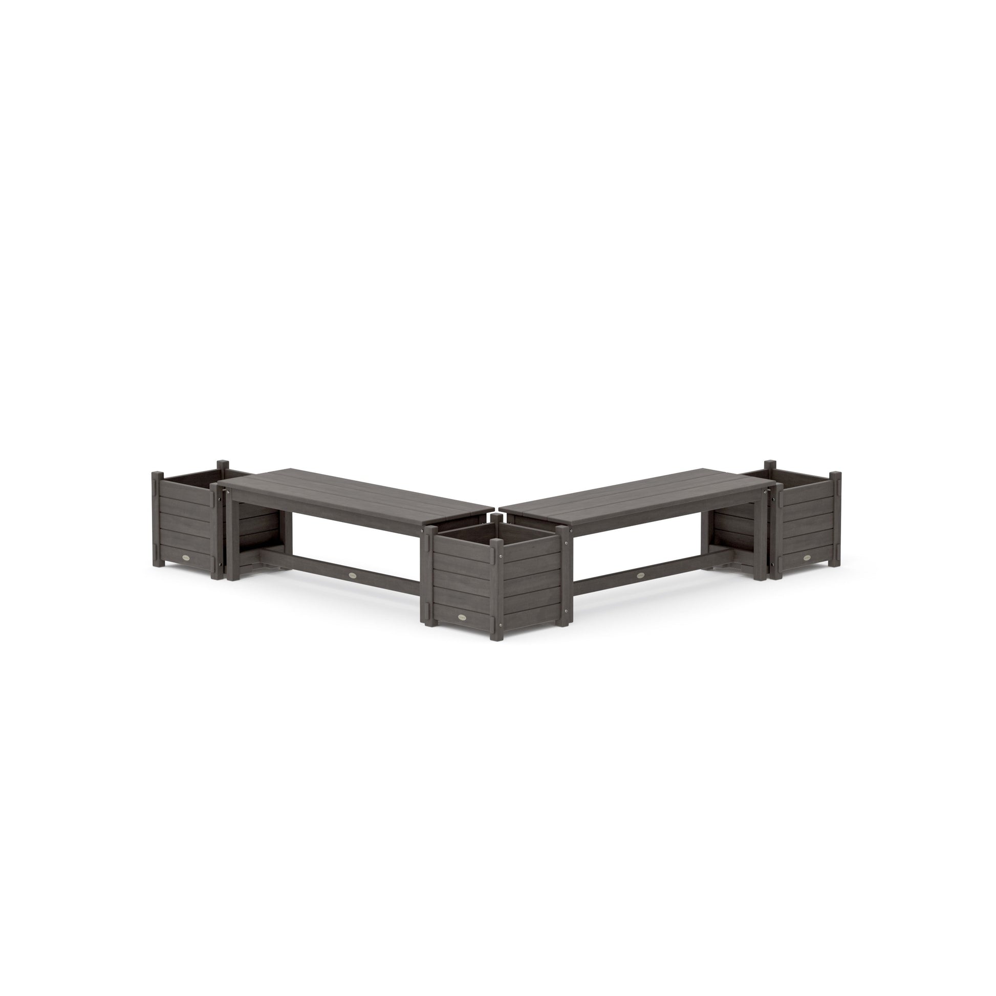 POLYWOOD 48" Nautical L- Shaped Planter Bench Corner Set — Driftwood