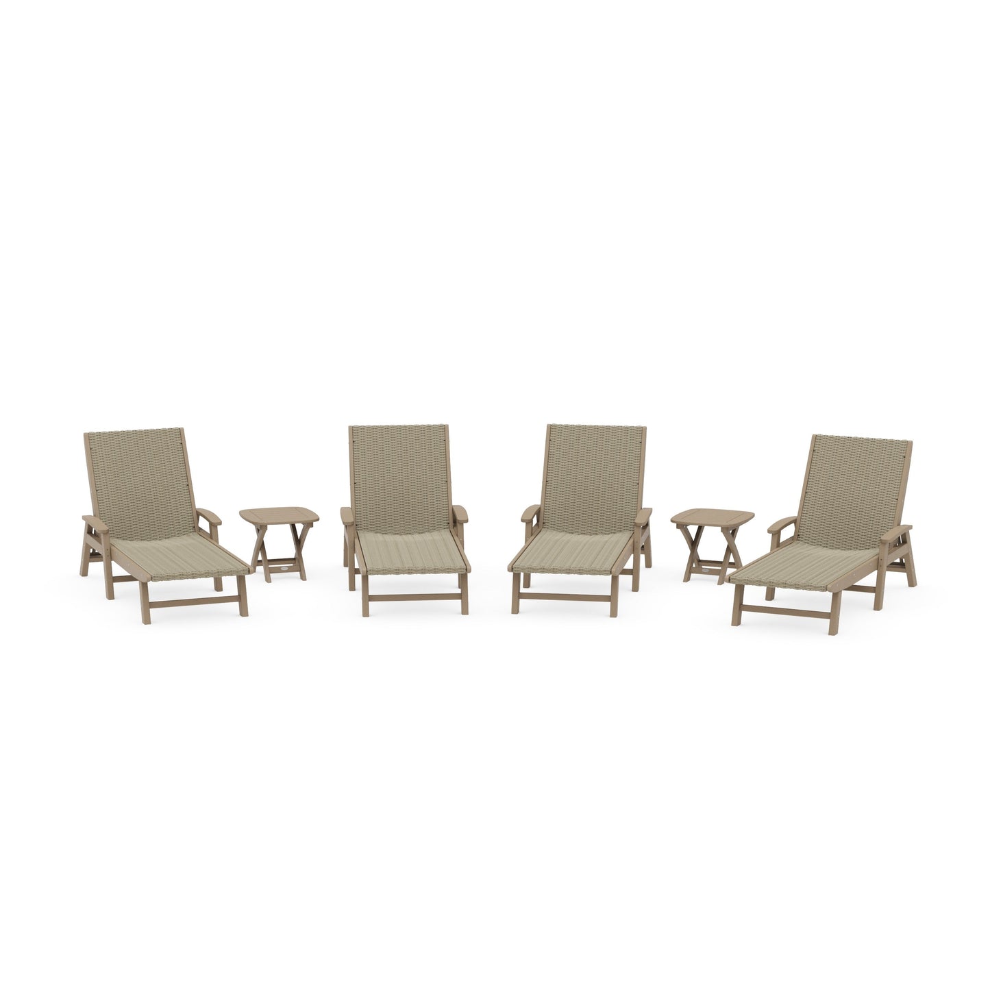 POLYWOOD 6- Piece Coastal Woven Chaise with Arms Chaise Lounge Set — Vintage Sahara / Dune Grass