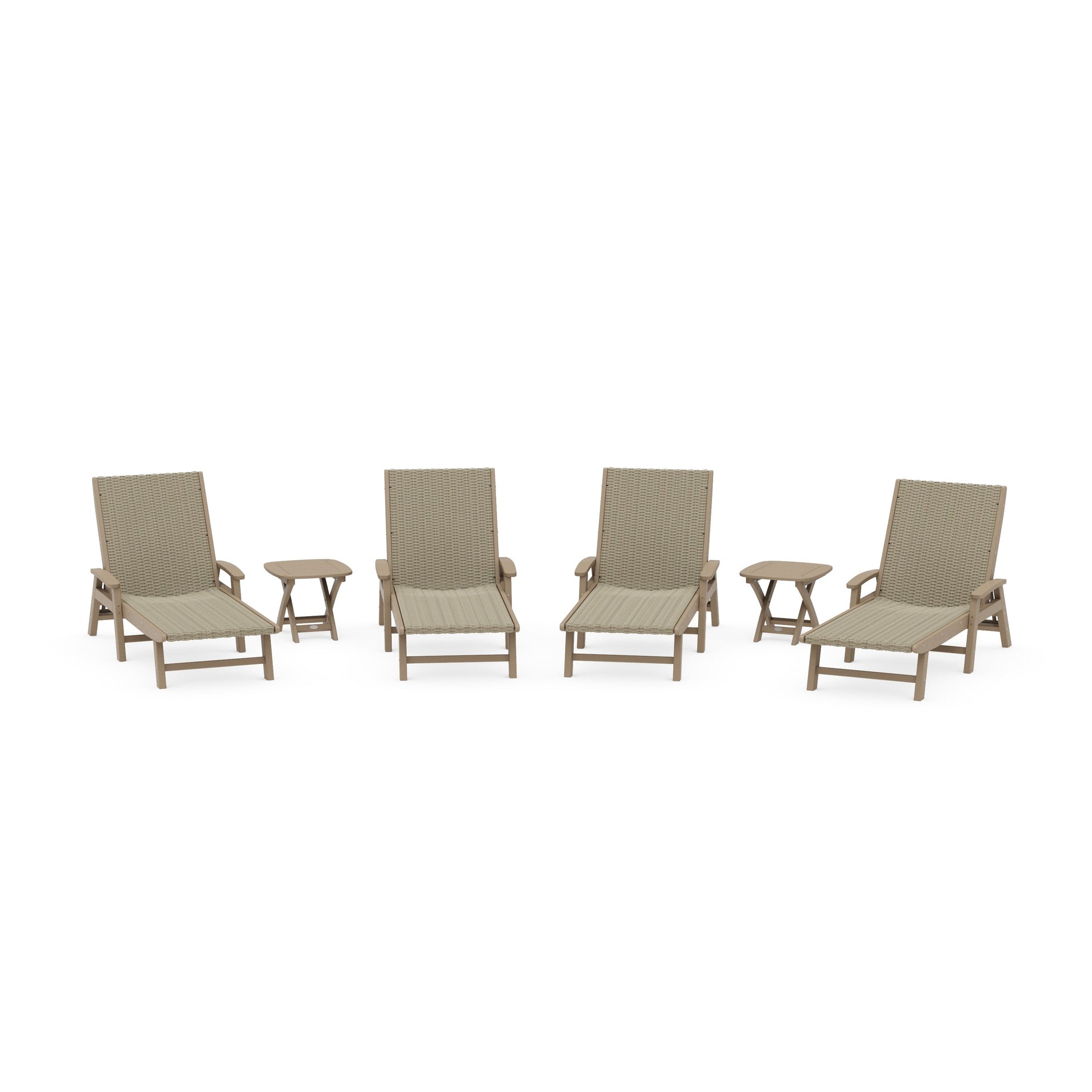 POLYWOOD 6- Piece Coastal Woven Chaise with Arms Chaise Lounge Set — Vintage Sahara / Dune Grass