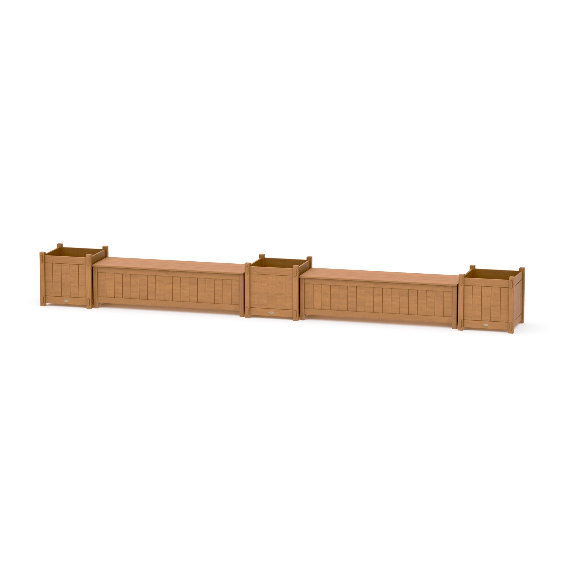 POLYWOOD 60" Vineyard Straight Double Planter Storage Bench Set- Large — Natural