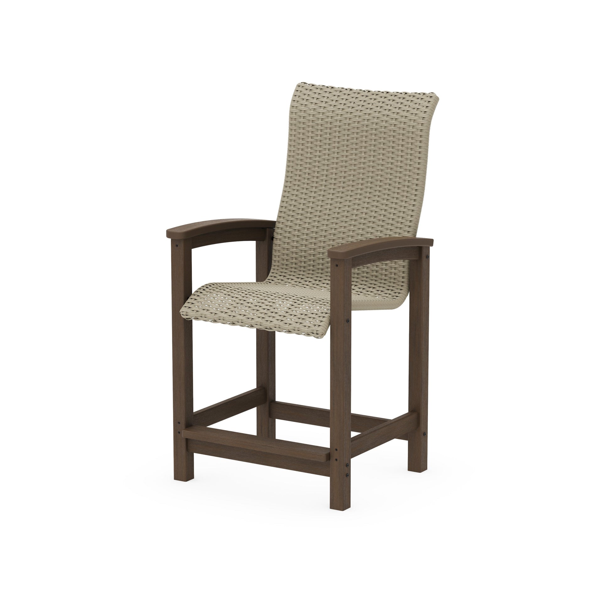 POLYWOOD Coastal Woven High-Back Counter Chair — Kona / Dune Grass