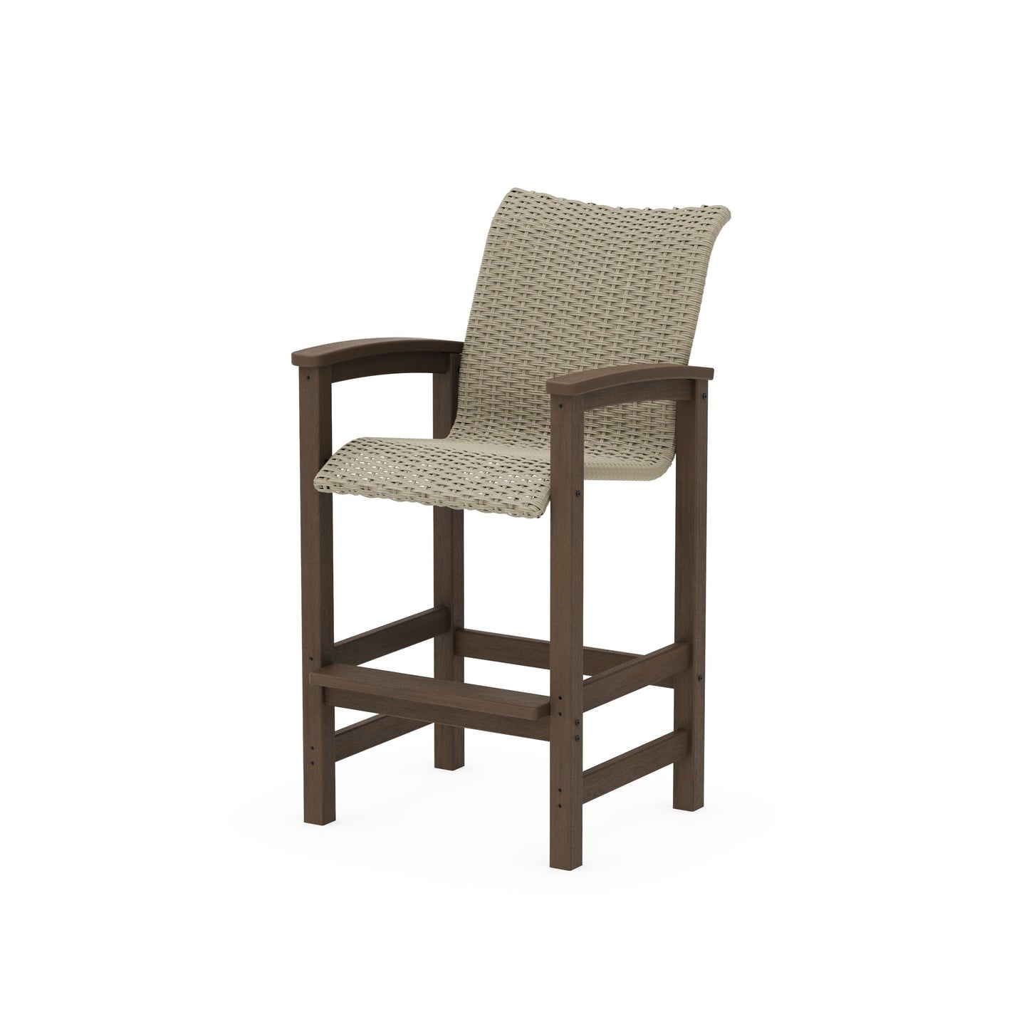 POLYWOOD Coastal Woven Bar Chair — Kona / Dune Grass