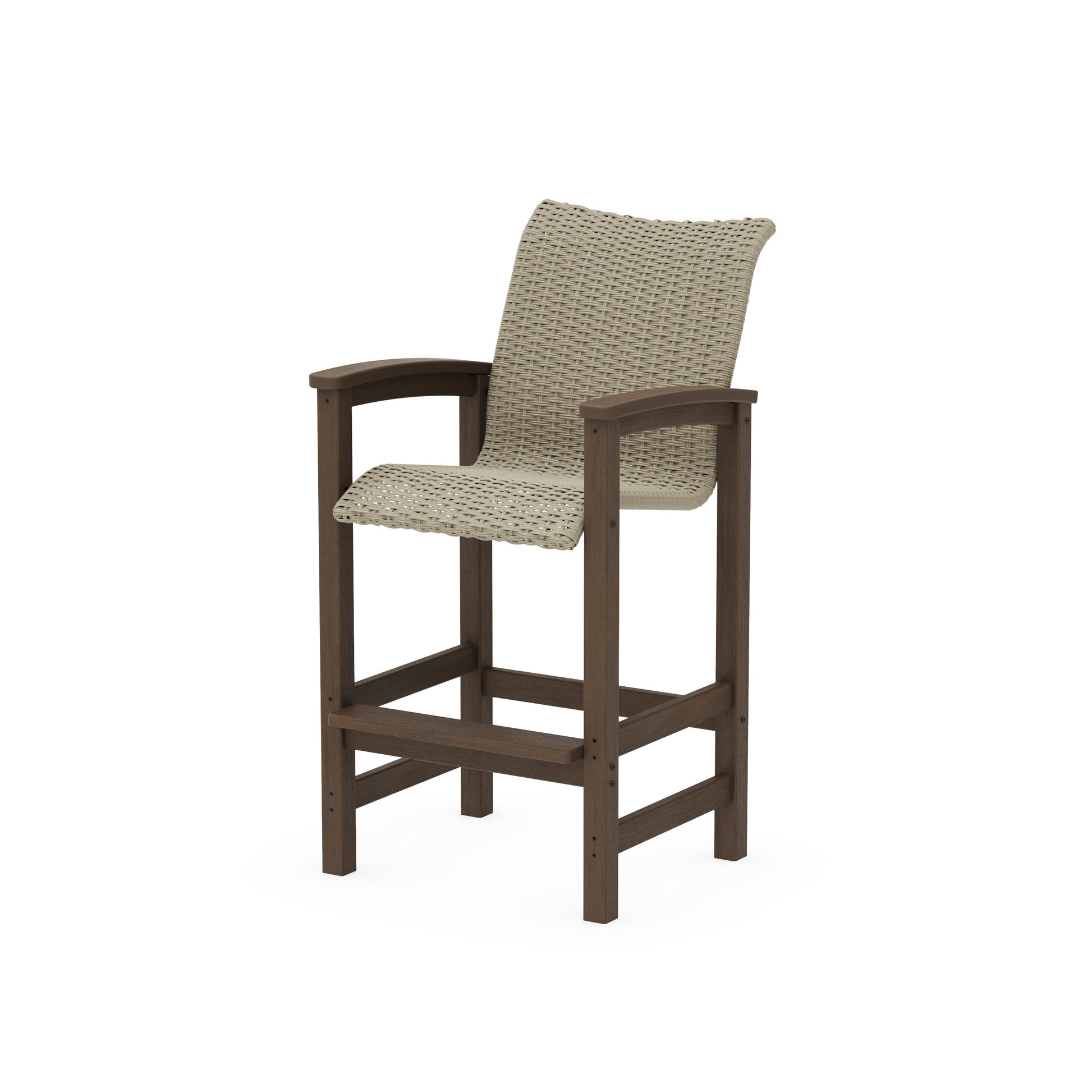 POLYWOOD Coastal Woven Bar Chair — Kona / Dune Grass