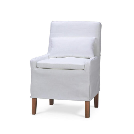 Bramble Bilboa Slipcovered Side Dining Chair in Straw Wash with Arctic White Performance Fabric