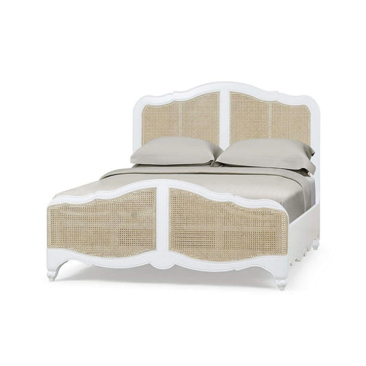 Bramble Covington Bed Queen in Architectural White with Rattan Natural