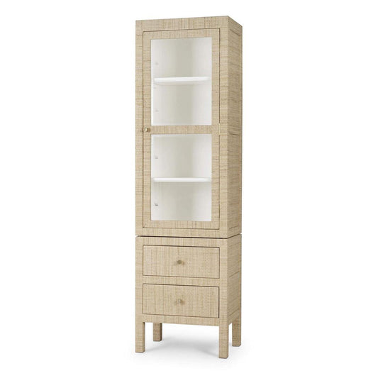 Bramble Kagu Tall Cabinet Wrapped in Natural Rattan with True White Interior