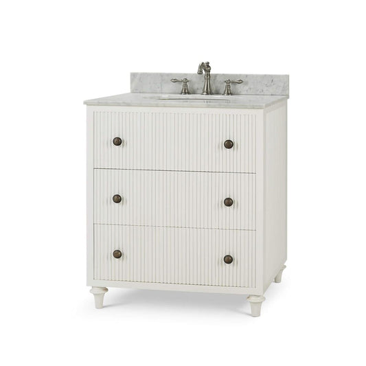 Bramble Kraton Single Vanity in True White with Sink & Marble Top