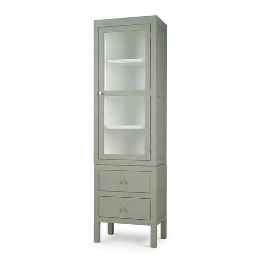 Bramble Kagu Tall Cabinet Wrapped in Raffia Pale Blue with True White Interior