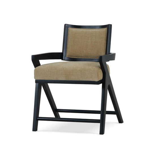 Bramble Pierre Dining Chair in Batavia Black with Upholstered Back with Thames French Yellow Performance Fabric
