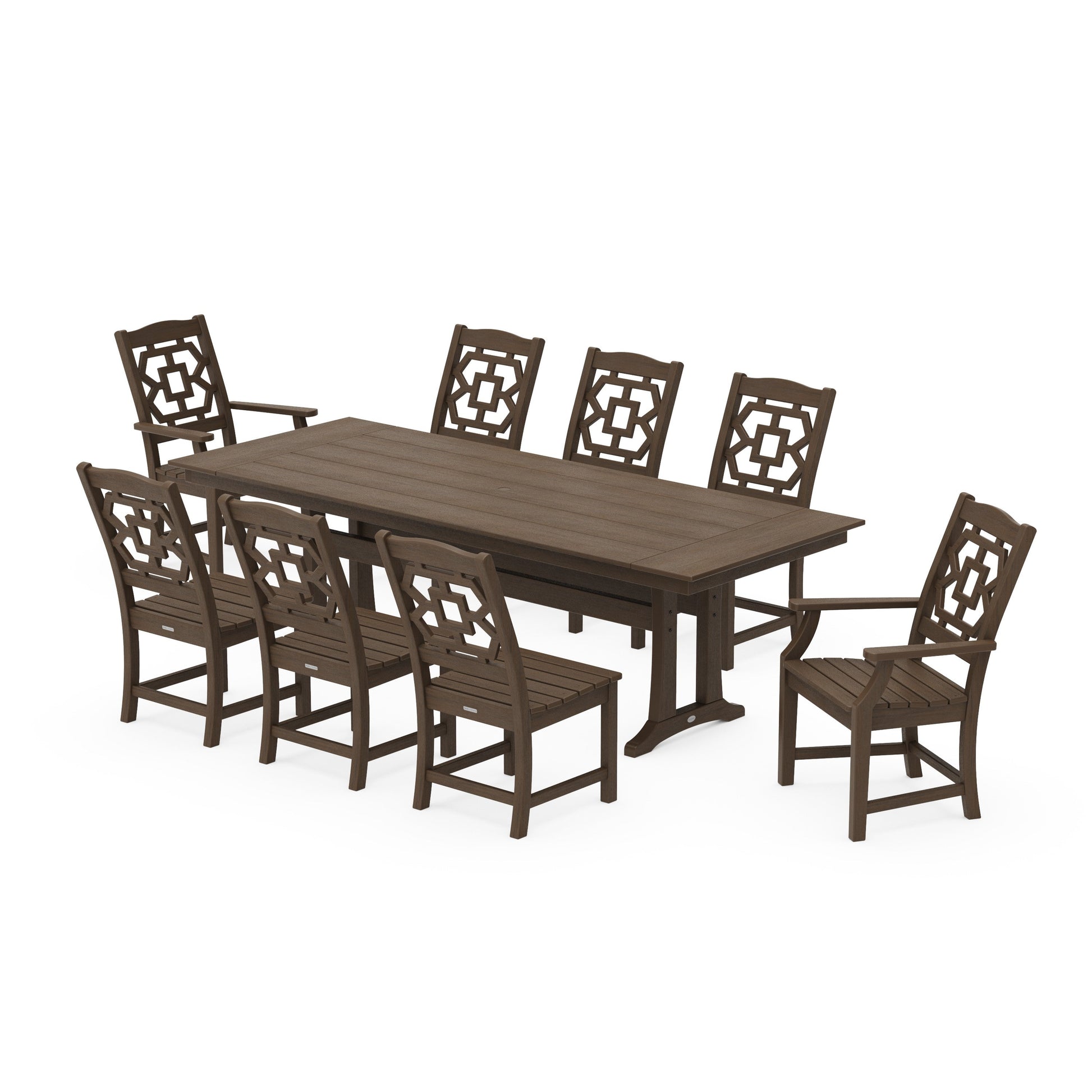 POLYWOOD Chinoiserie 9-Piece Farmhouse Dining Set with Trestle Legs — Kona