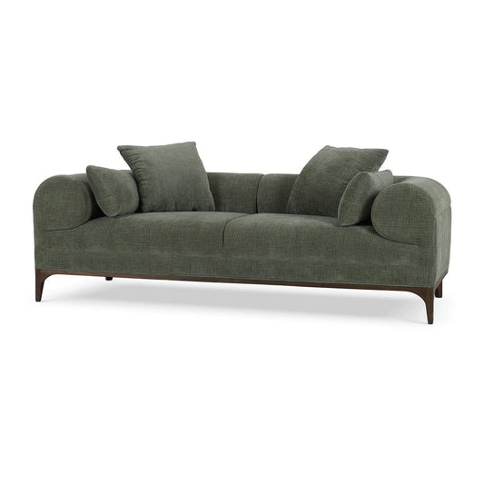 Bramble Arcadia Sofa in Walnut with Thames Moss Green Performance Fabric