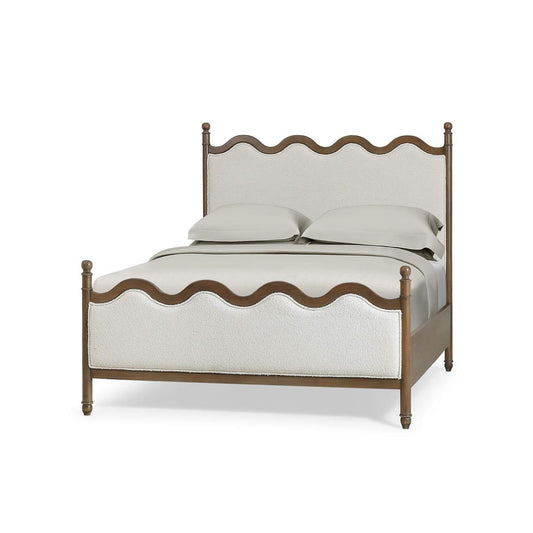 Bramble Chloe Queen Bed in Straw Wash with Colorado Boucle Ivory Fabric