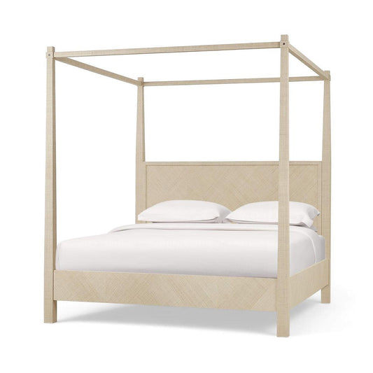 Bramble Luna Canopy King Bed Wrapped in Raw Raffia
