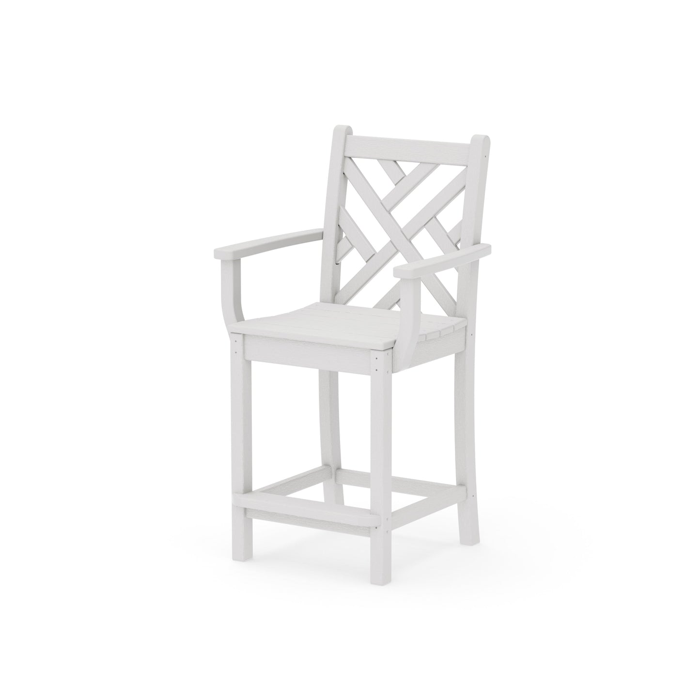 POLYWOOD Chippendale Counter Arm Chair — Vintage White