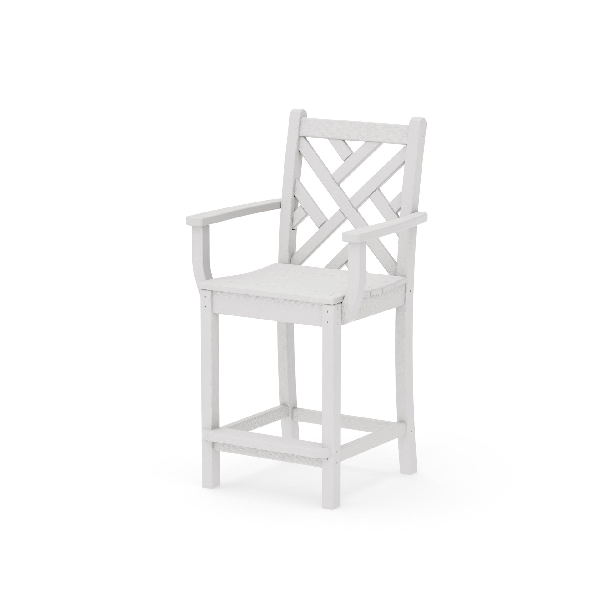 POLYWOOD Chippendale Counter Arm Chair — Vintage White
