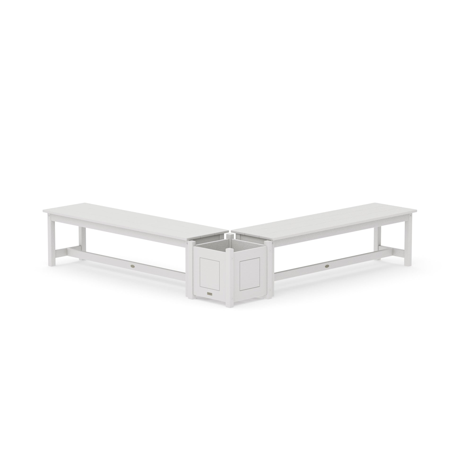 POLYWOOD 60" Country Living L- Shaped Planter Bench Set — Vintage White
