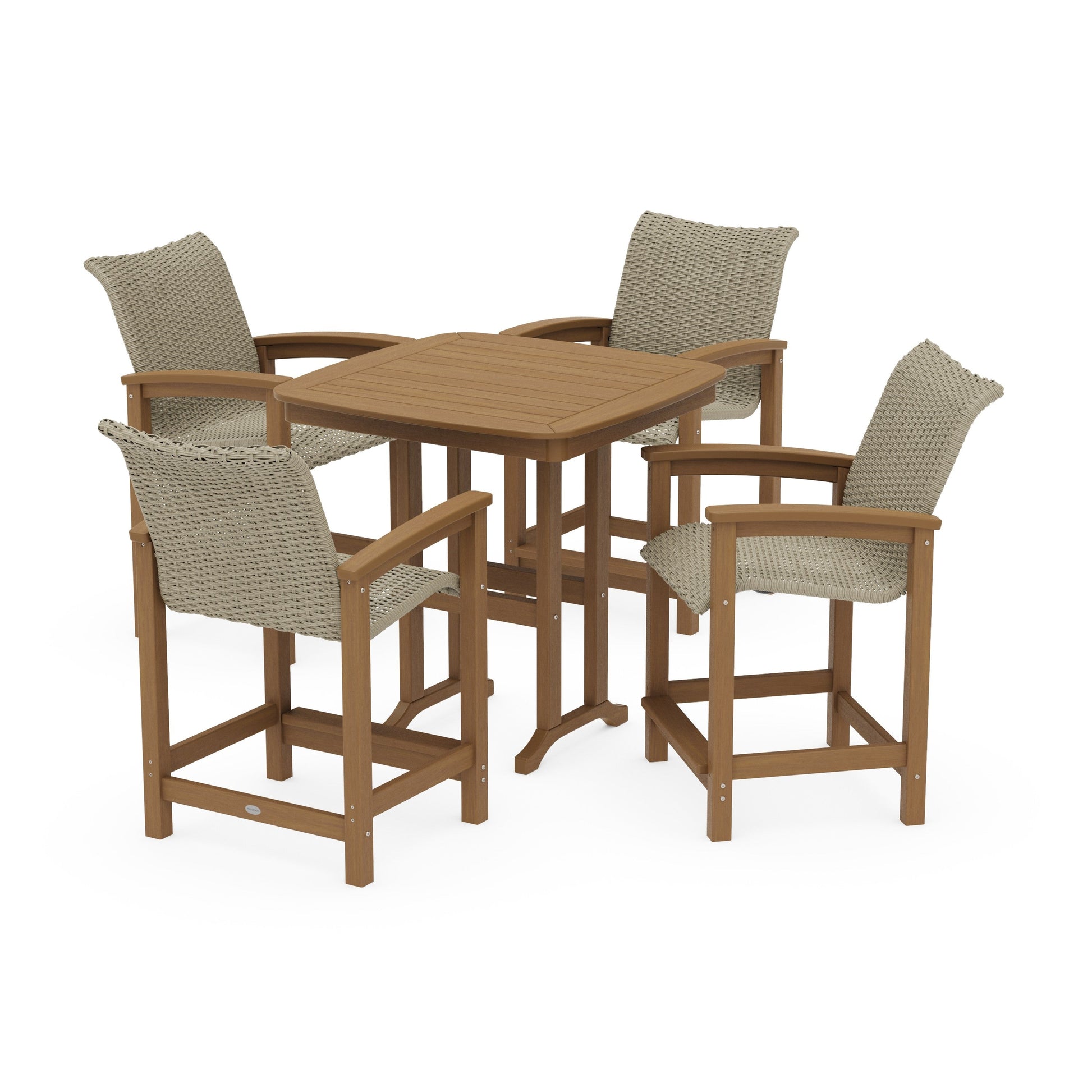 POLYWOOD Coastal Woven 5-Piece Counter Set — Natural / Dune Grass