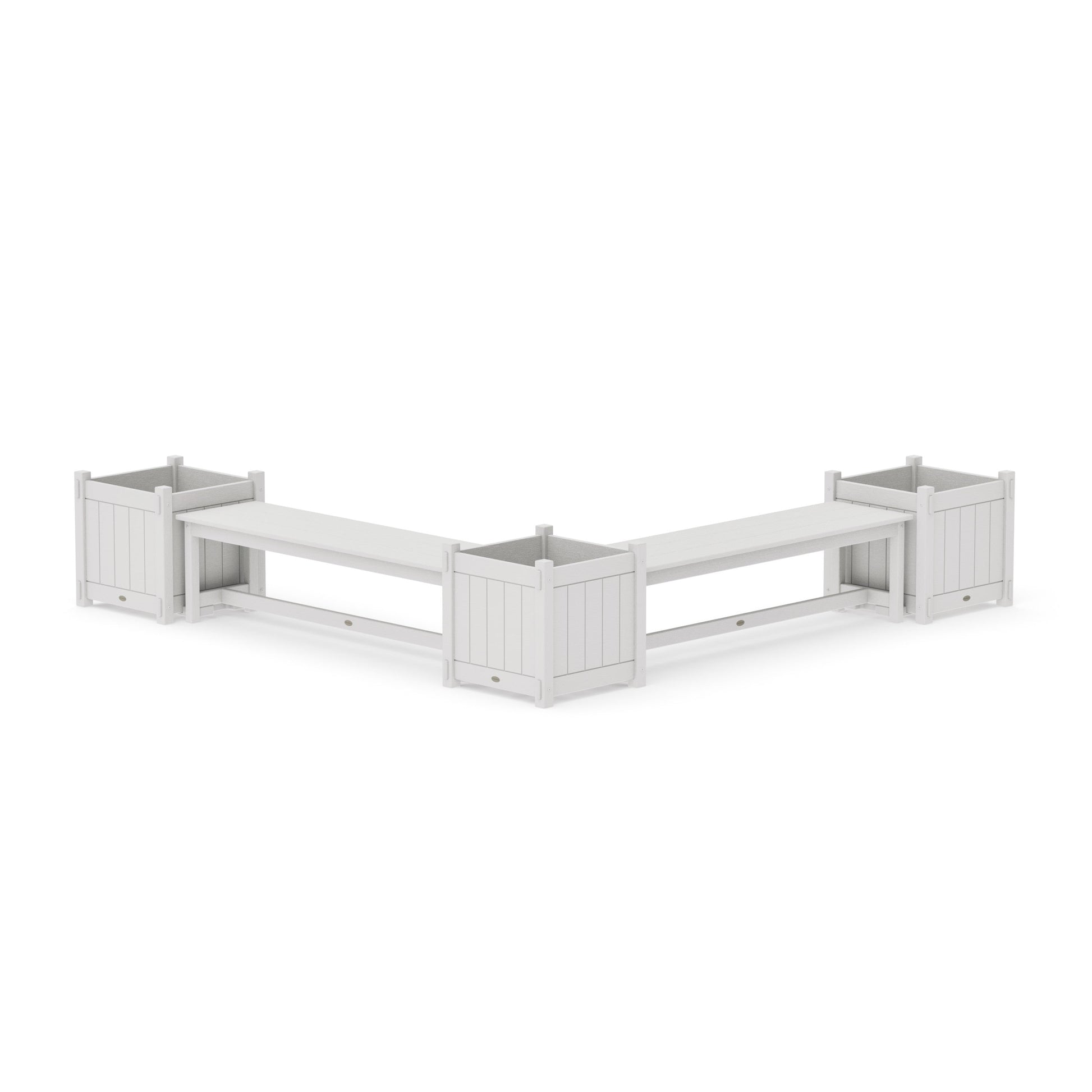 POLYWOOD 60" Vineyard L- Shaped Planter Bench Corner Set - Large — Vintage White