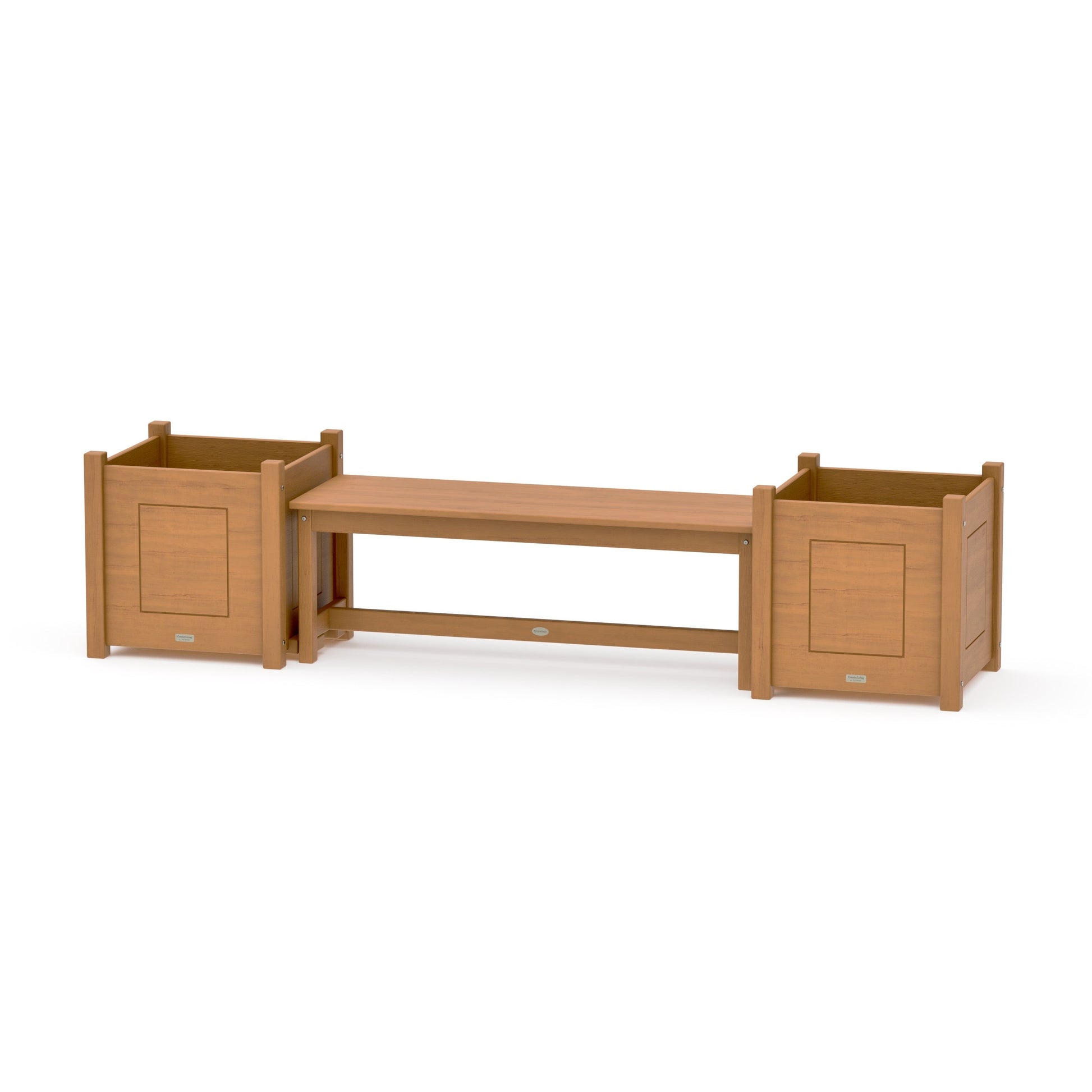 POLYWOOD 48" Country Living Straight Planter Bench Set - Large — Natural