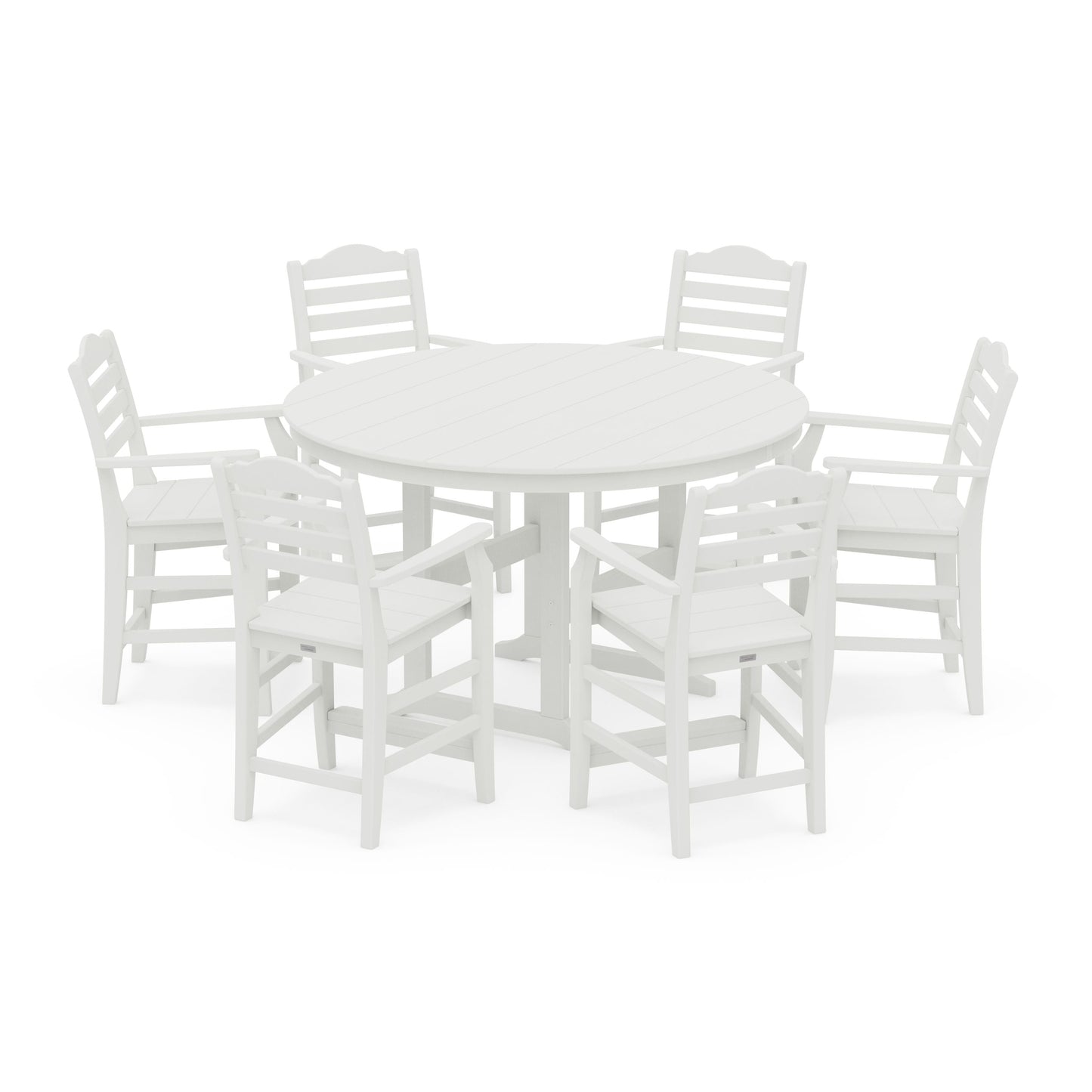 POLYWOOD Savannah 7-Piece Arm Chair Round Farmhouse Counter Set