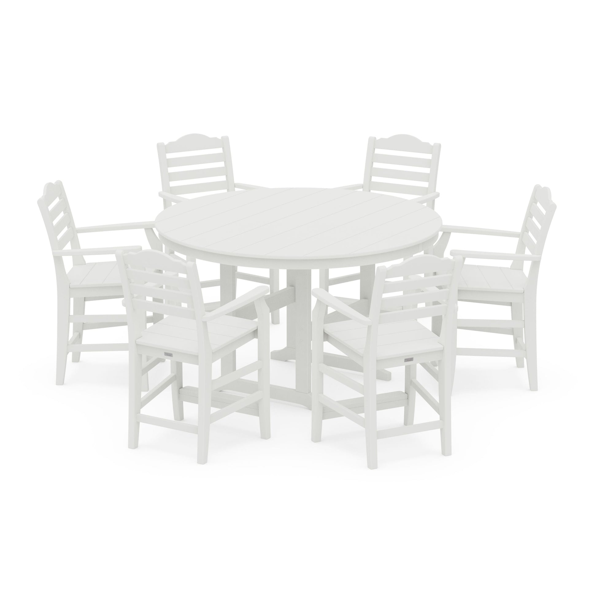 POLYWOOD Savannah 7-Piece Arm Chair Round Farmhouse Counter Set