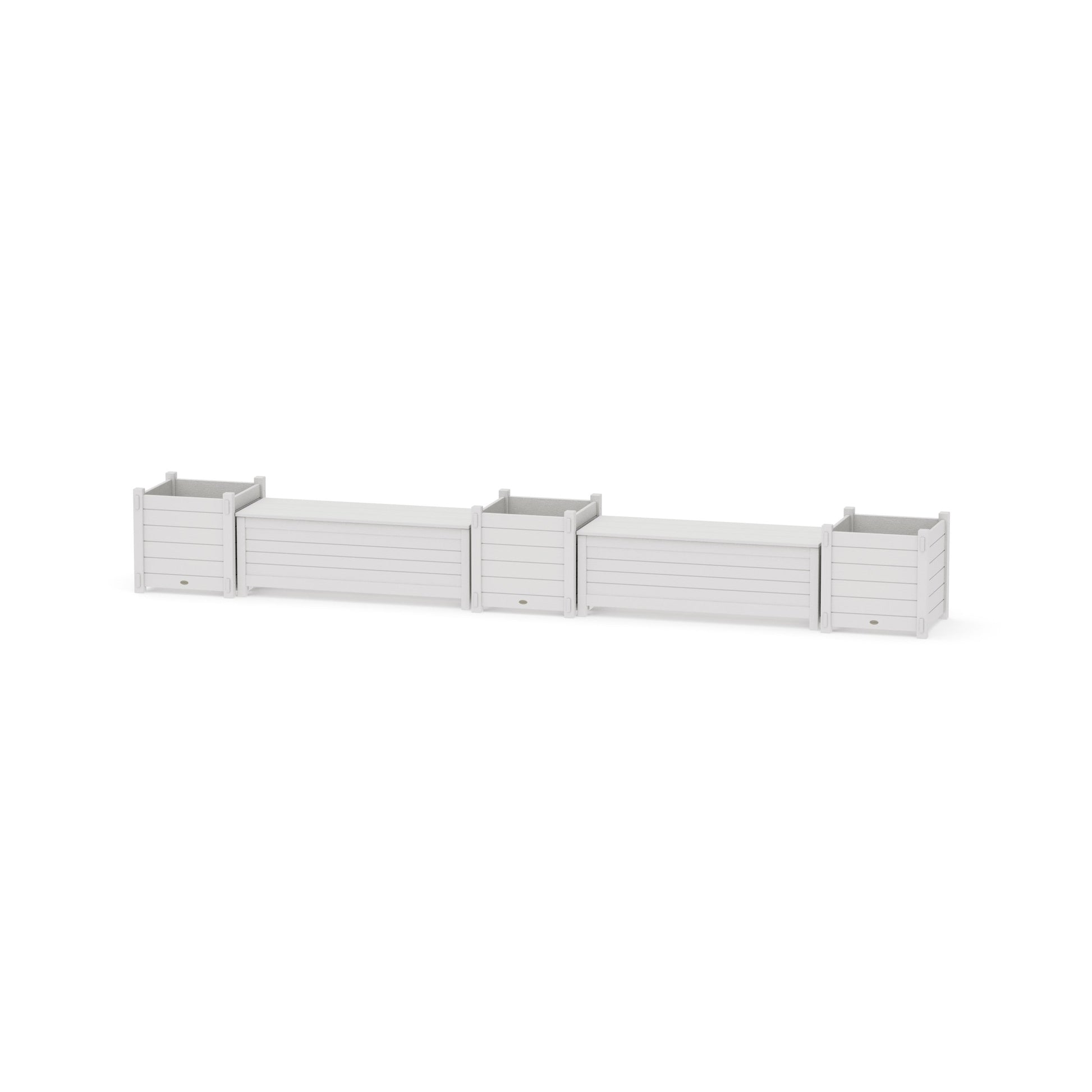 POLYWOOD 48" Nautical Straight Double Planter Storage Bench Set- Large — Vintage White