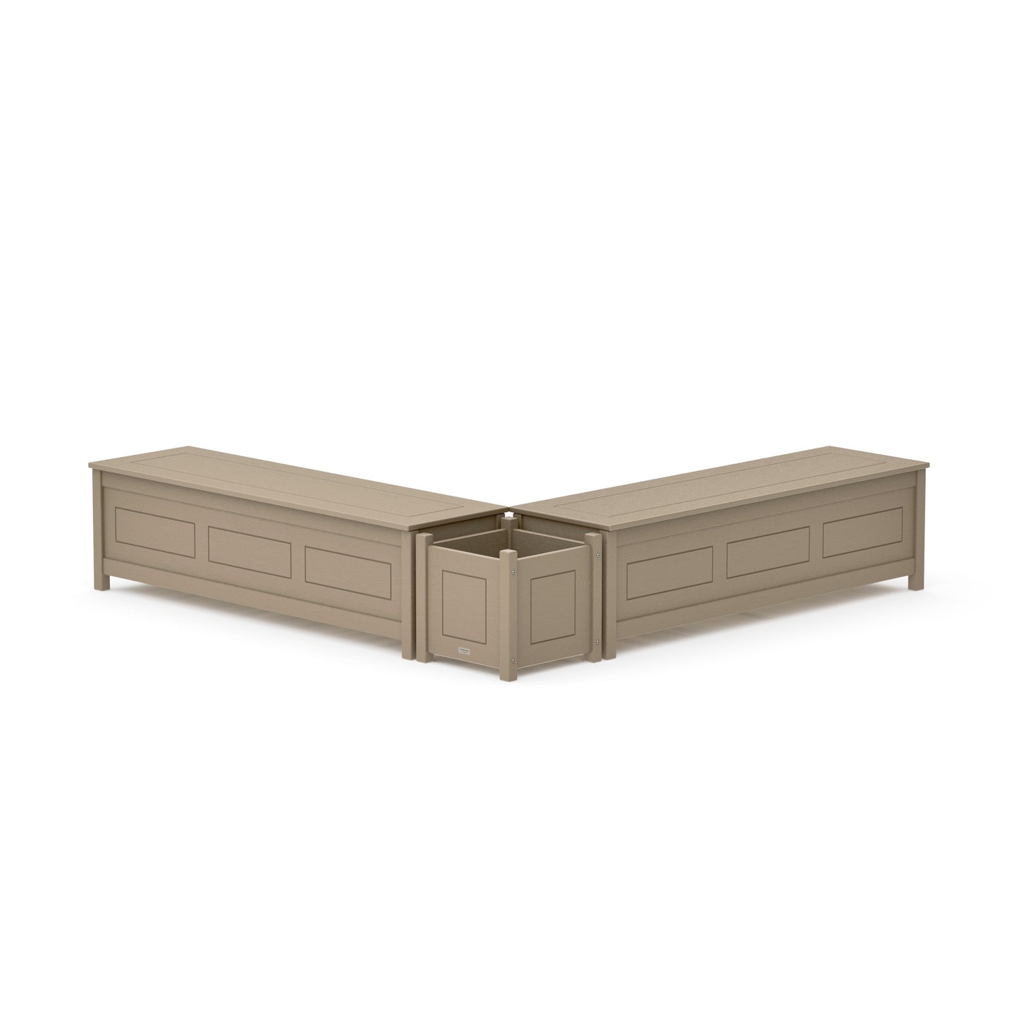 POLYWOOD 60" Country Living L- Shaped Planter Storage Bench Set — Vintage Sahara