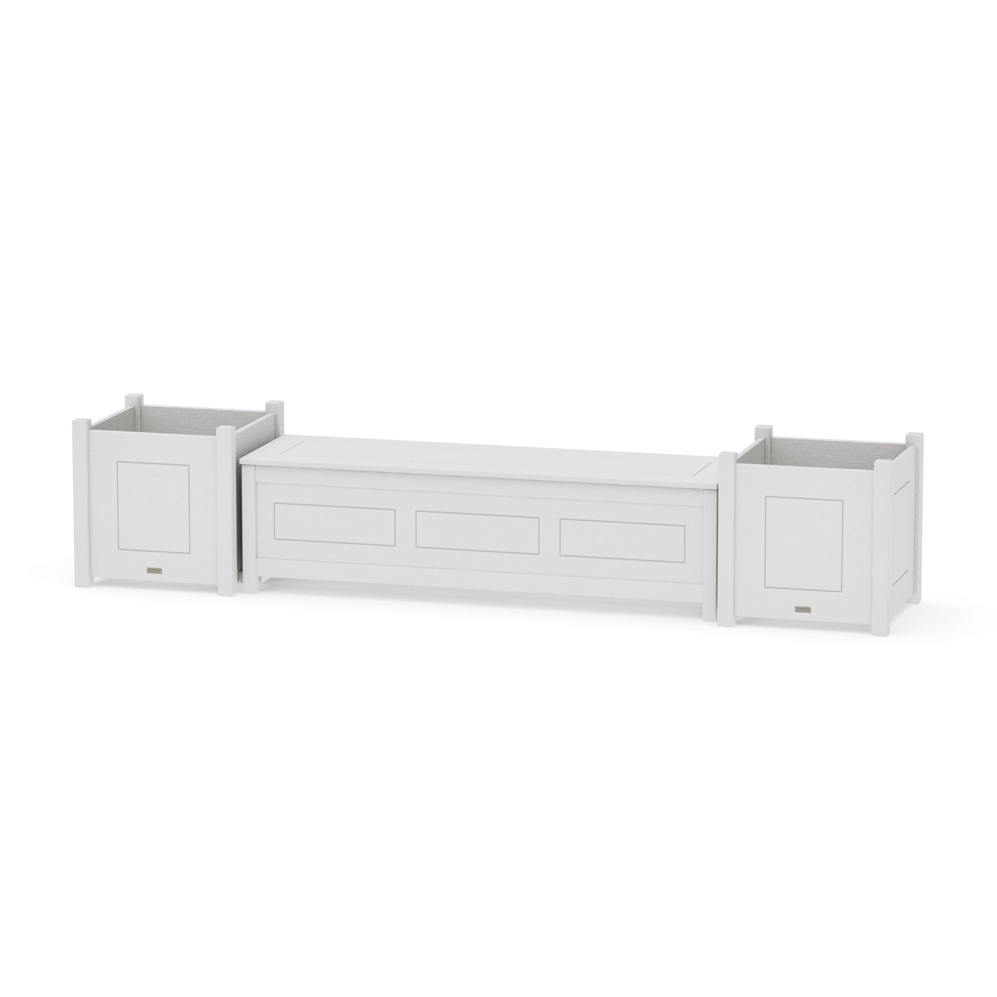 POLYWOOD 60" Country Living Straight Planter Storage Bench Set- Large — Vintage White