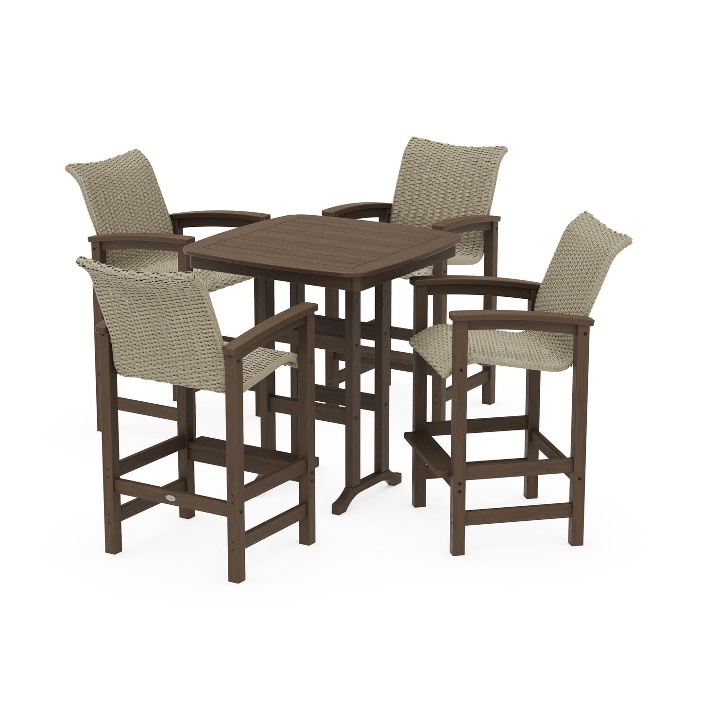 POLYWOOD Coastal Woven 5-Piece Bar Set — Kona / Dune Grass