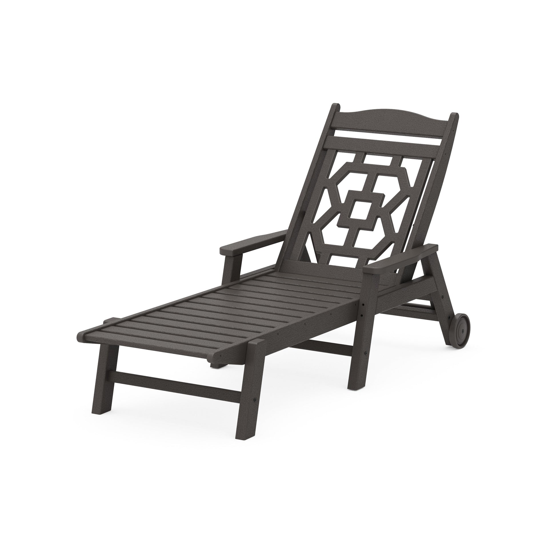 POLYWOOD Chinoiserie Chaise Lounge — Vintage Coffee