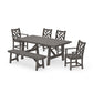 POLYWOOD Chippendale 6-Piece Rustic Farmhouse Dining Set With Bench — Driftwood