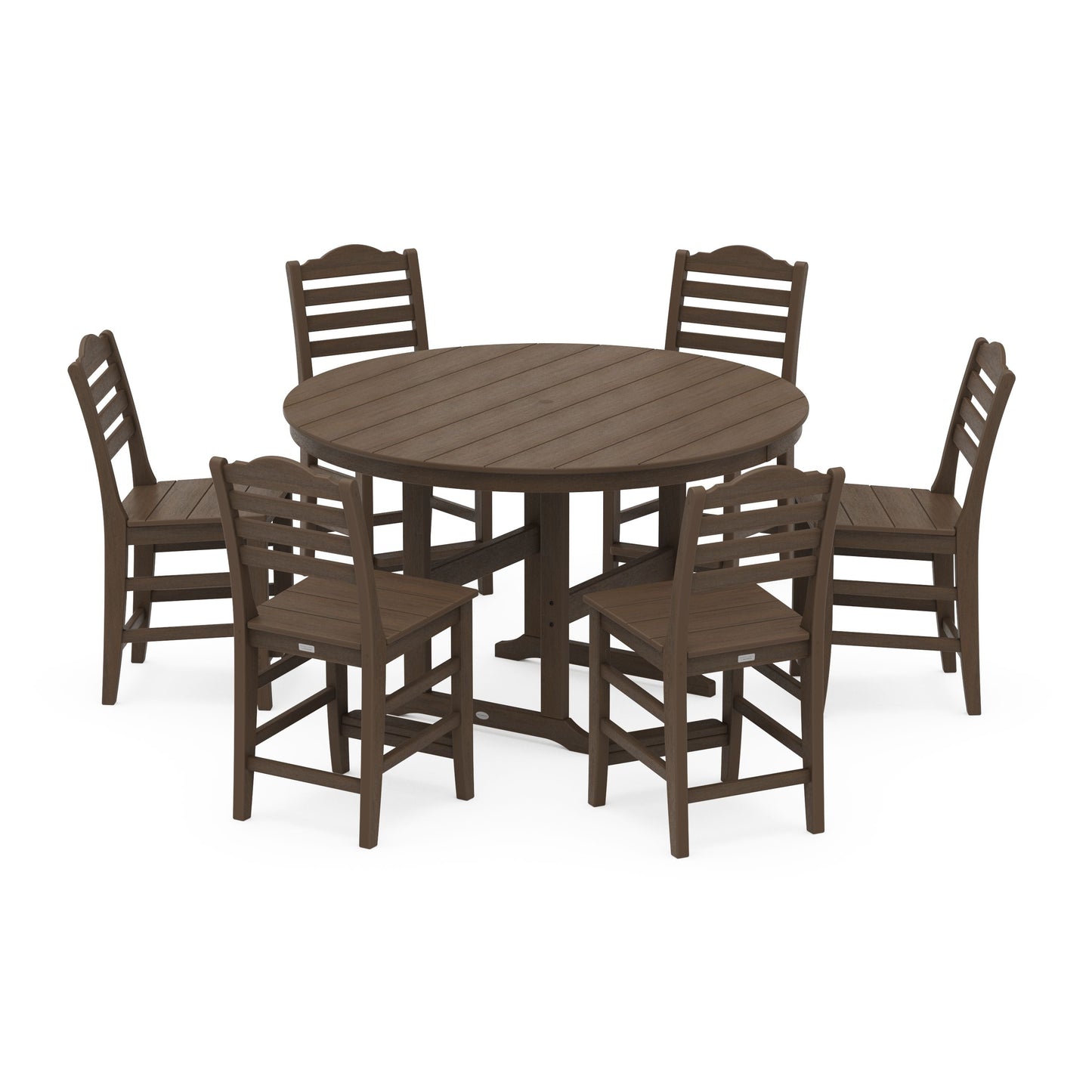 POLYWOOD Savannah 7-Piece Farmhouse Side Chair Round Counter Set — Kona